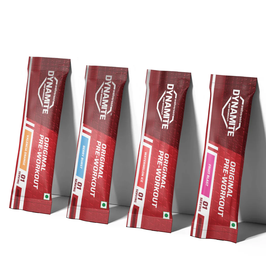 Dynamite Original Pre-workout Sachets (Pack of 8, Assorted Flavours) - Image 4