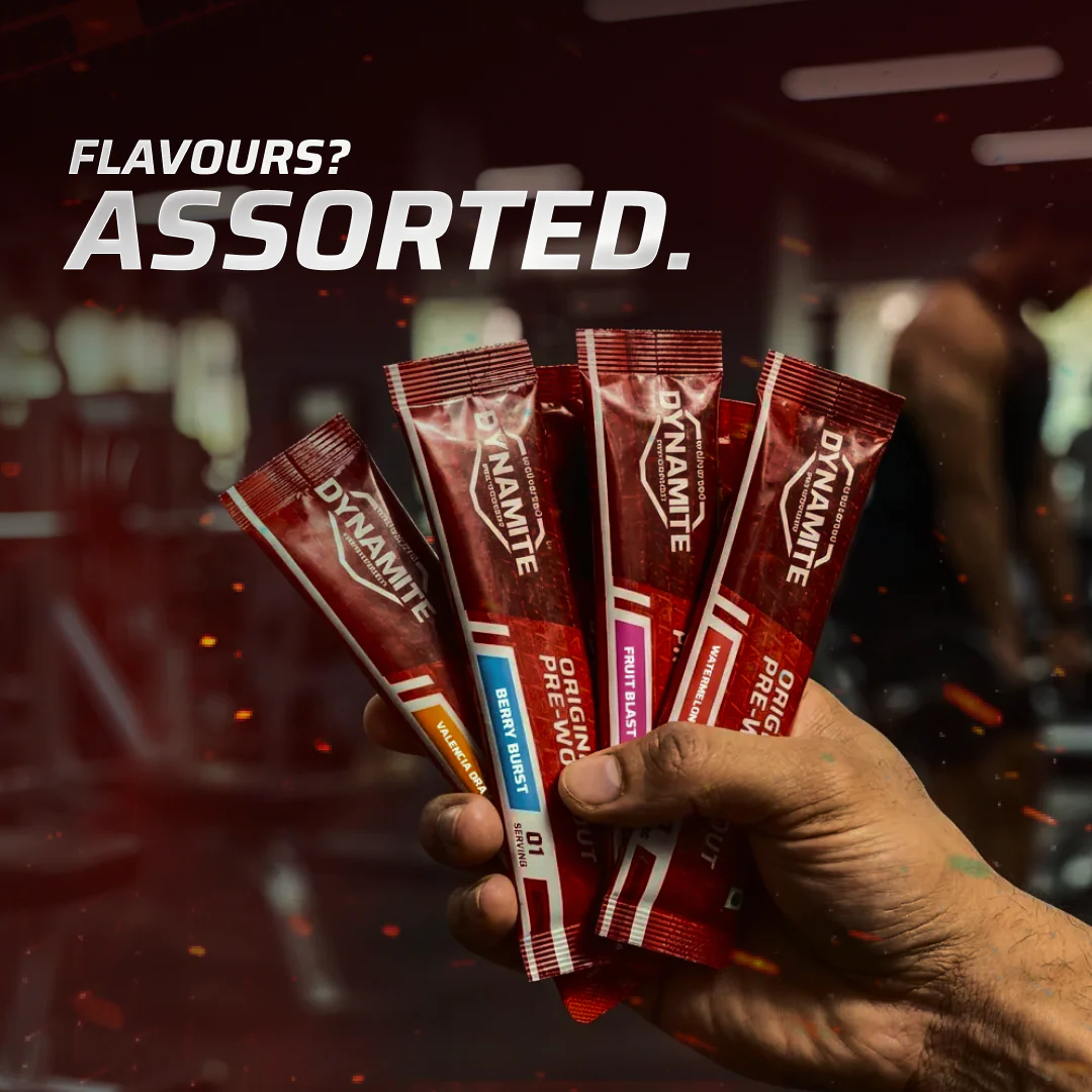 Dynamite Original Pre-workout Sachets (Pack of 8, Assorted Flavours) - Image 9