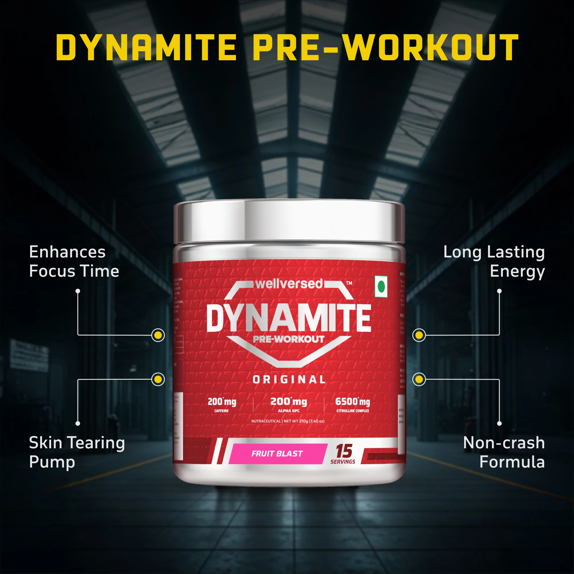 Dynamite Pre-workout (15 Servings, Fruit Blast) + YouWeFit Triple Strength Fish Oil (60 Capsules) - Image 5