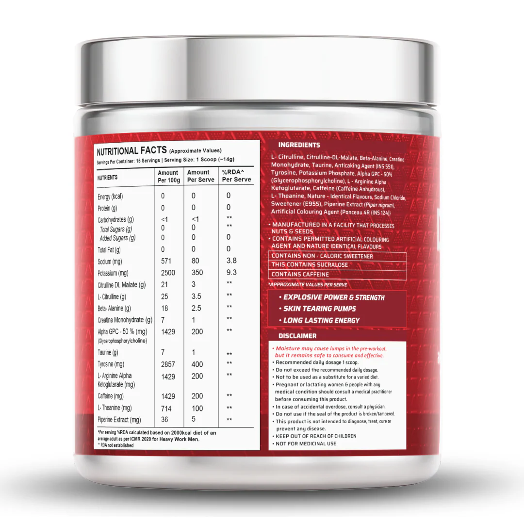 Dynamite Pre-Workout (210g, 15 Servings) | Fruit Blast - Image 3