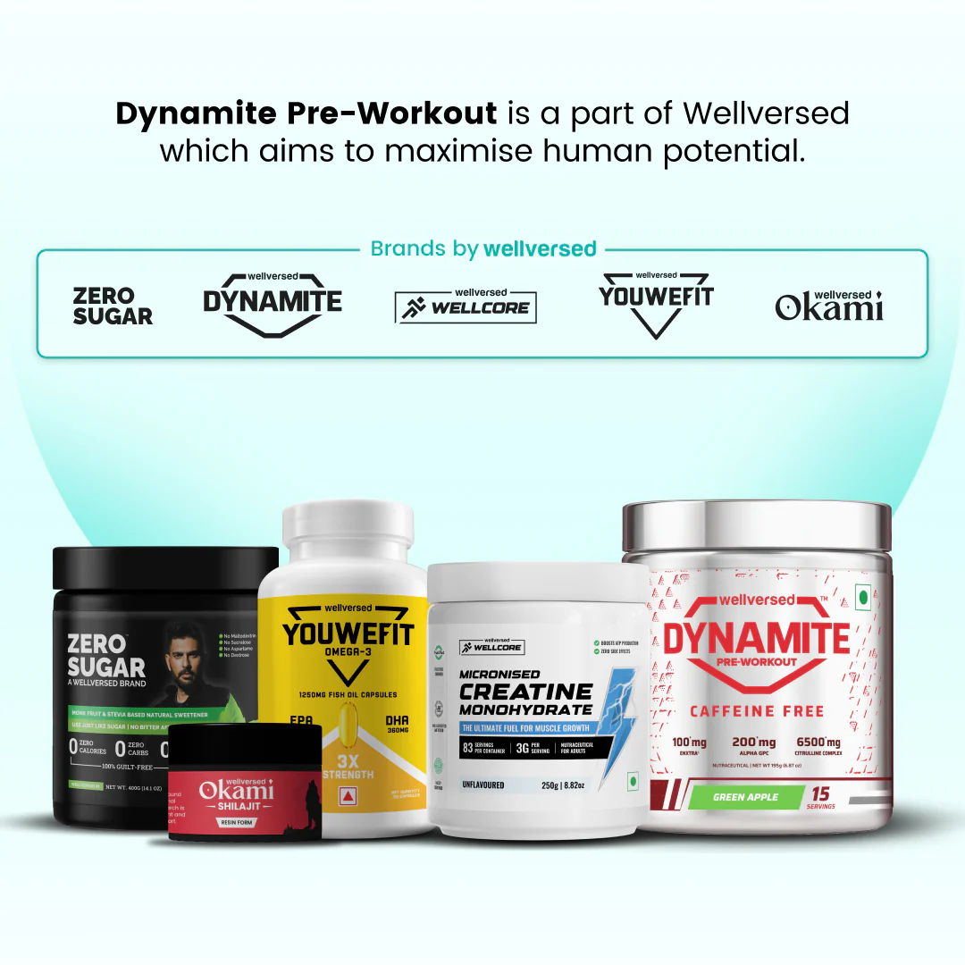 Dynamite Pre-Workout Caffeine Free (195g, 15 Servs) | Green Apple - Image 8