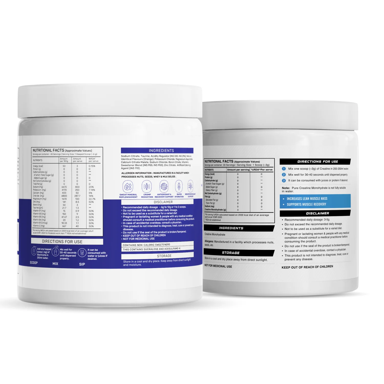 OSMO - Electrolytes (45 Servings, Valencia Orange) + Wellcore Micronised Creatine Monohydrate (33 Servings, Unflavoured) - Image 2