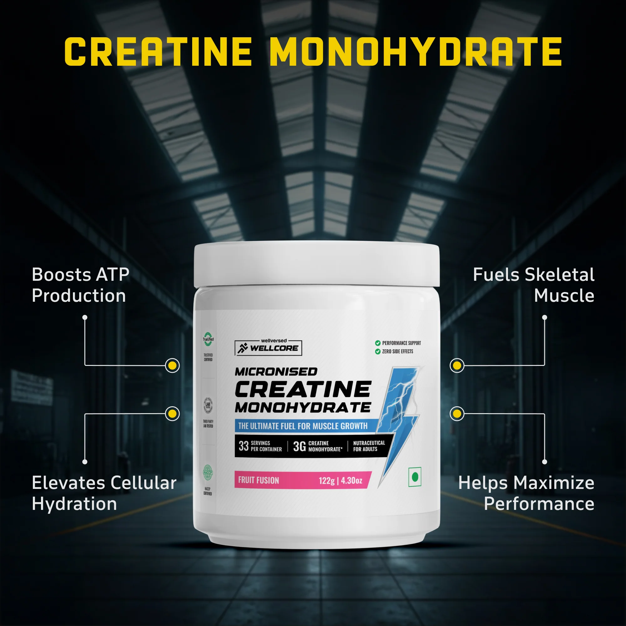 Wellcore Creatine Monohydrate (Fruit Fusion, 33 Servings) + YouWeFit Omega-3 Triple Strength Fish Oil (1250mg, 30 Capsules) - Image 4