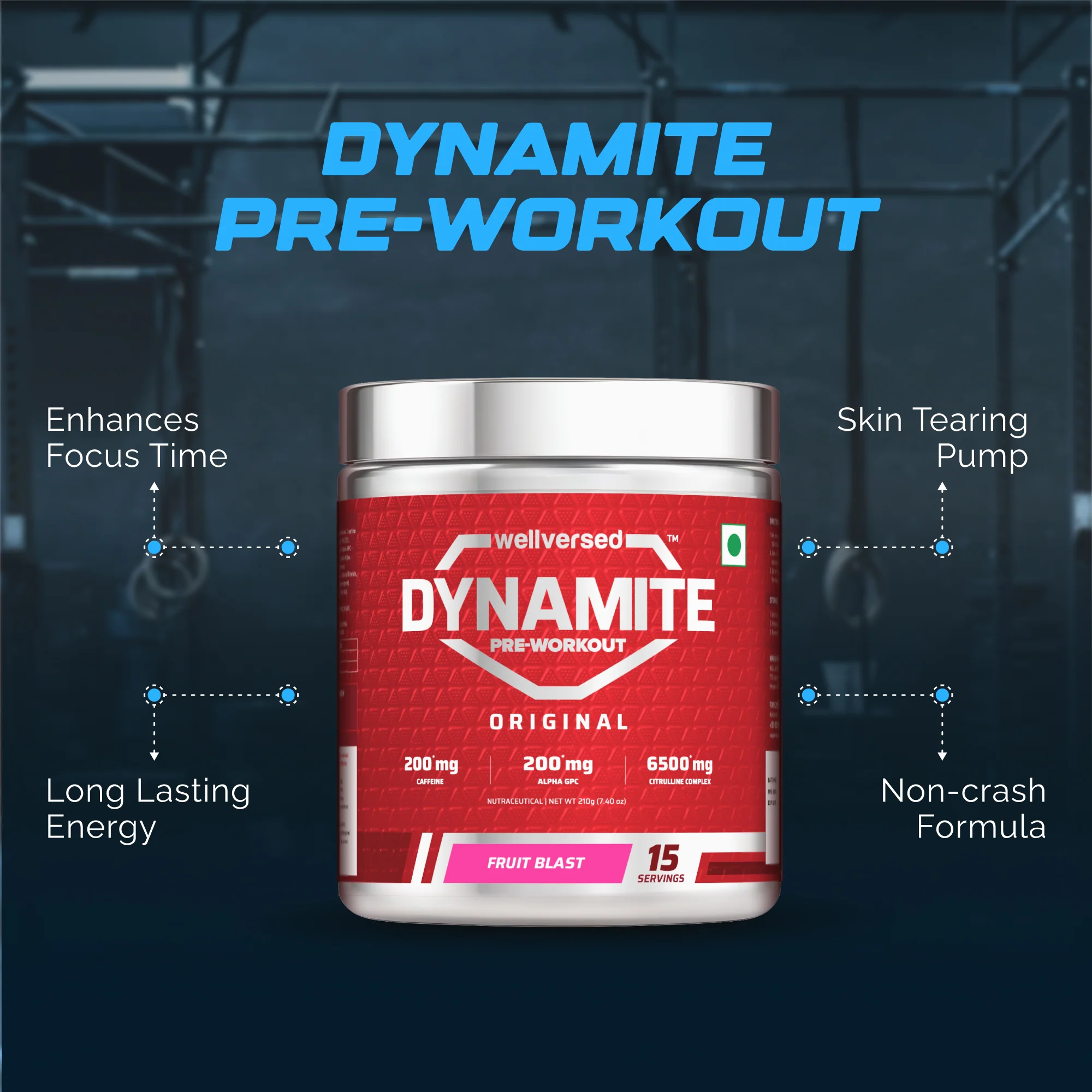 Wellcore Creatine Monohydrate Powder (307g, 83 Servings, Tropical Tango) + Dynamite Pre-Workout Powder (210g,15 Servings, Fruit Blast) - Image 4