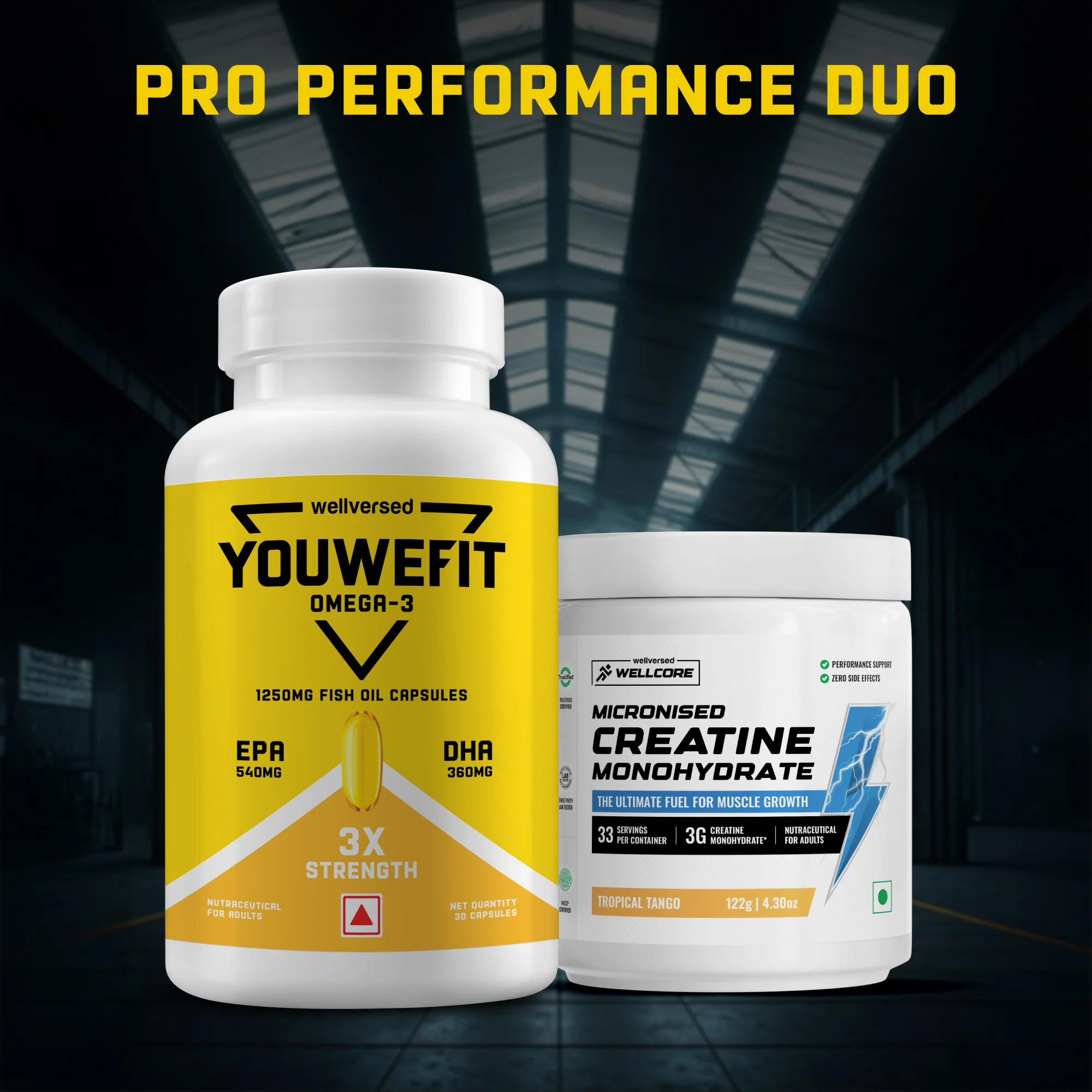 Wellcore Creatine Monohydrate (Tropical Tango, 33 Servings) + YouWeFit Omega-3 Triple Strength Fish Oil (1250mg, 30 Capsules) - Image 6