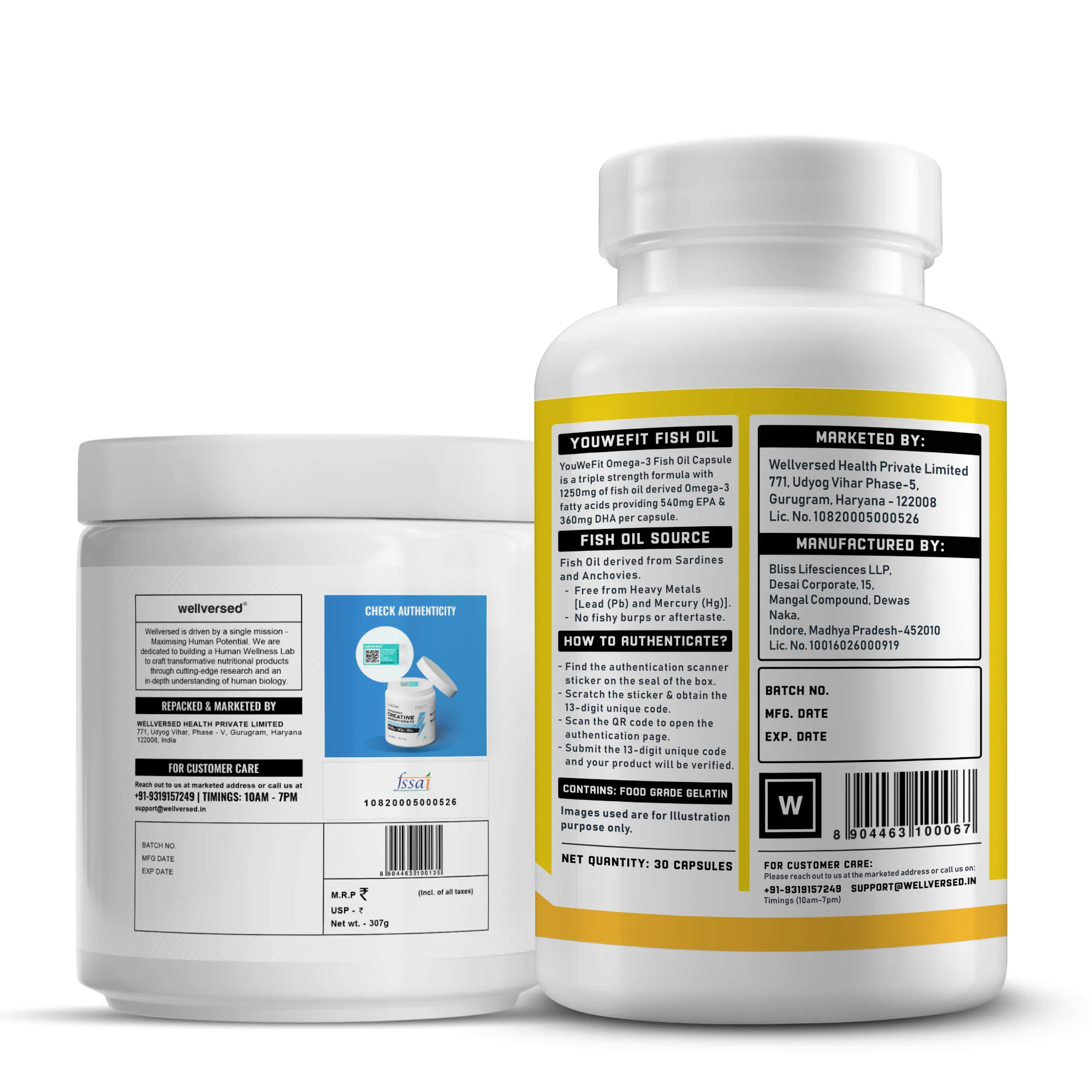 Wellcore Creatine Monohydrate (Tropical Tango, 83 Servings) + YouWeFit Omega-3 Triple Strength Fish Oil (1250mg, 30 Capsules) - Image 3