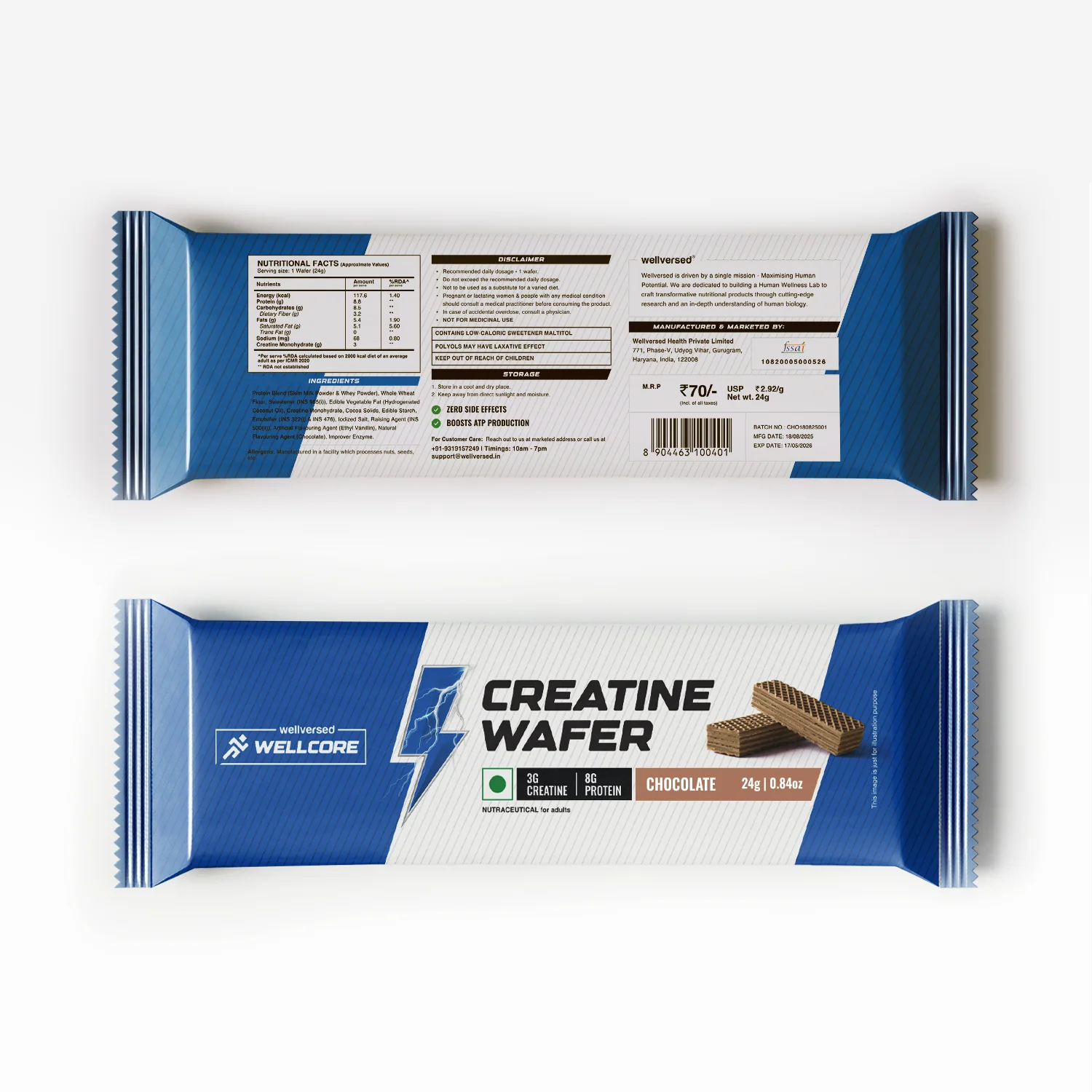 Wellcore - Creatine Wafer Bar | Chocolate Flavour (Pack of 6) - Image 8