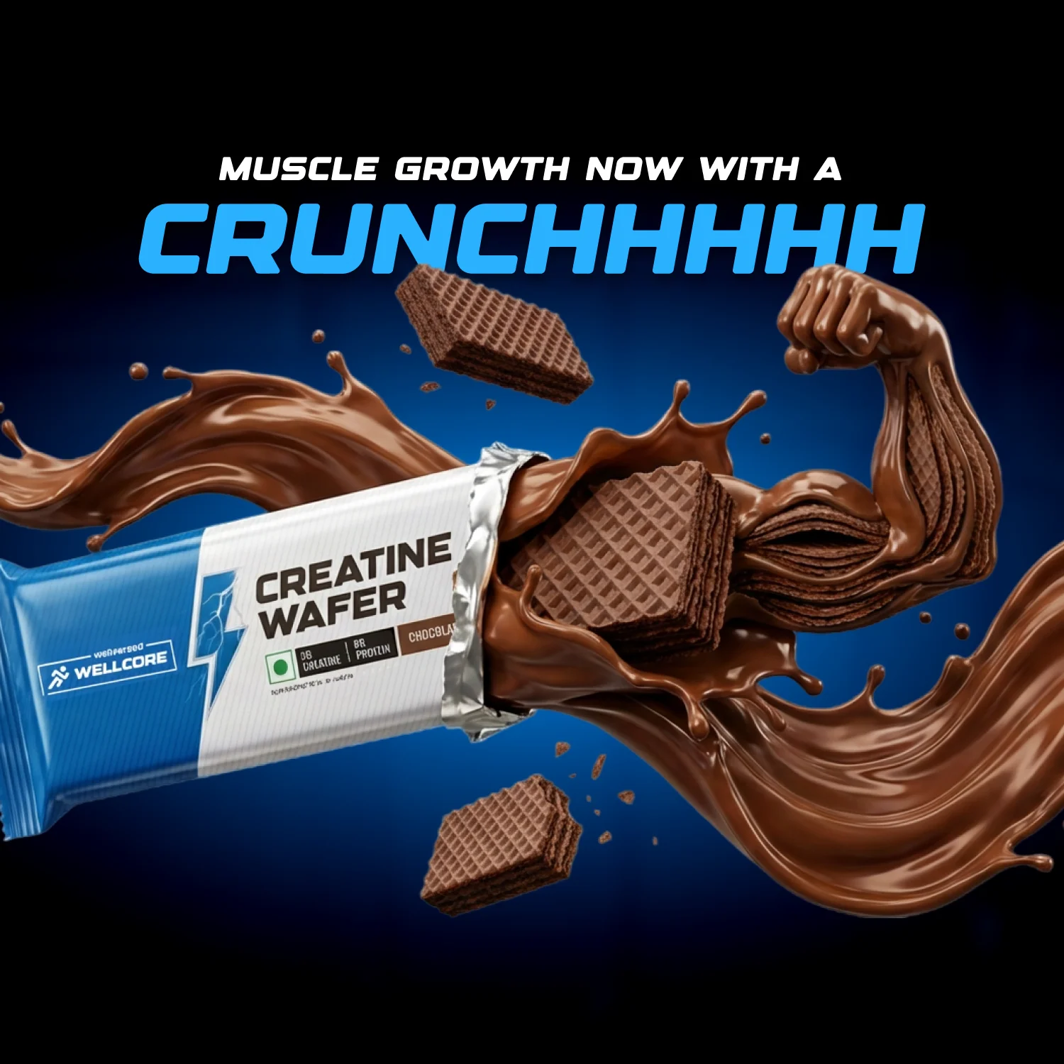 Wellcore - Creatine Wafer Bar | Chocolate Flavour (Pack of 10) - Image 3