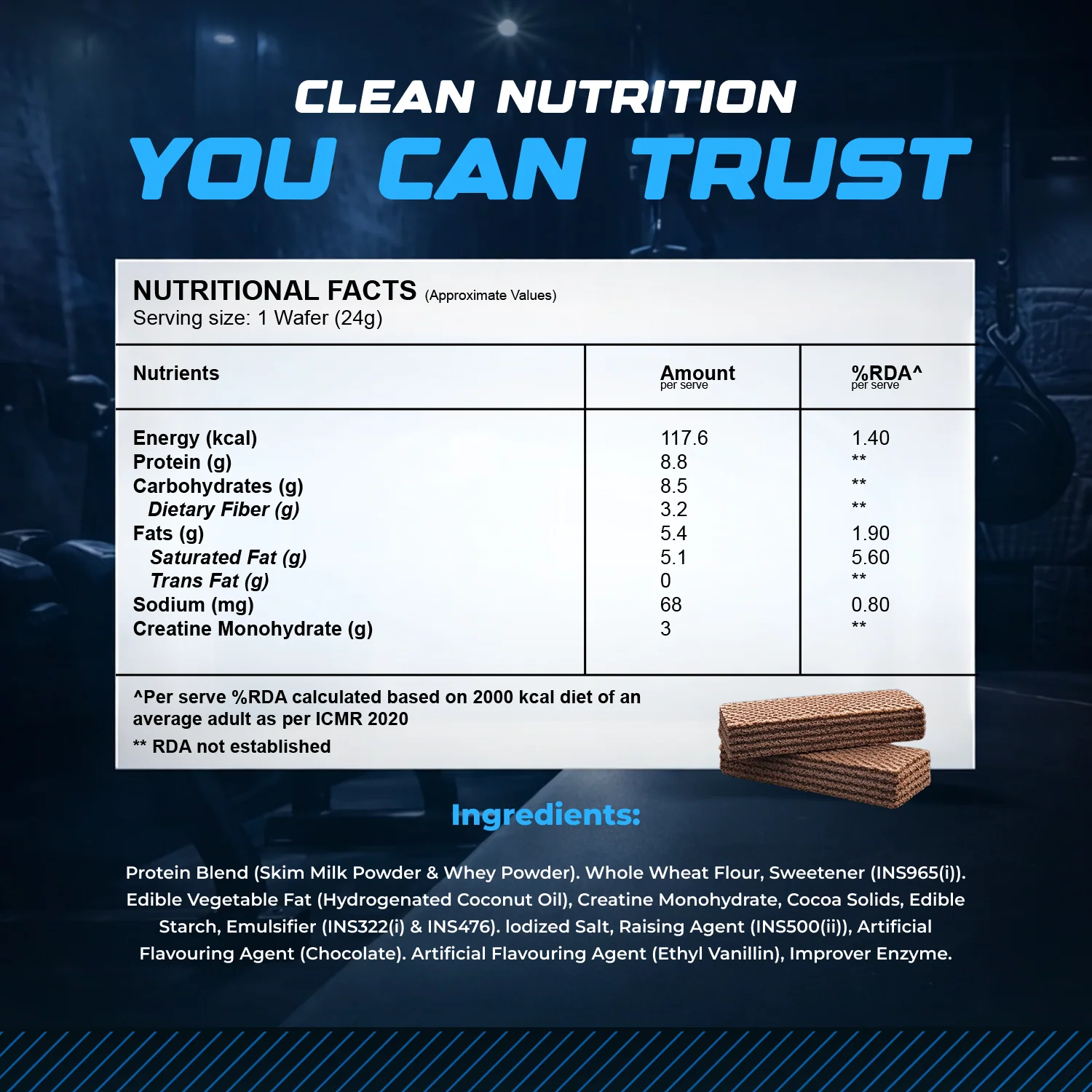 Wellcore - Creatine Wafer Bar | Chocolate Flavour (Pack of 10) - Image 7