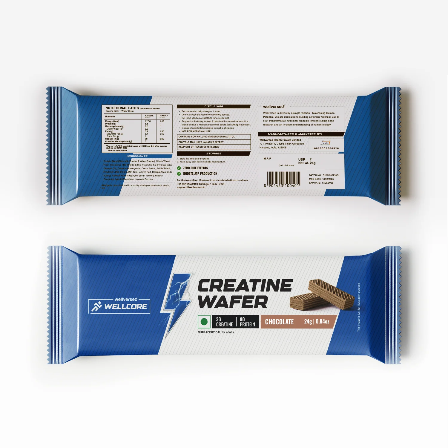 Wellcore - Creatine Wafer Bar | Chocolate Flavour (Pack of 10) - Image 8