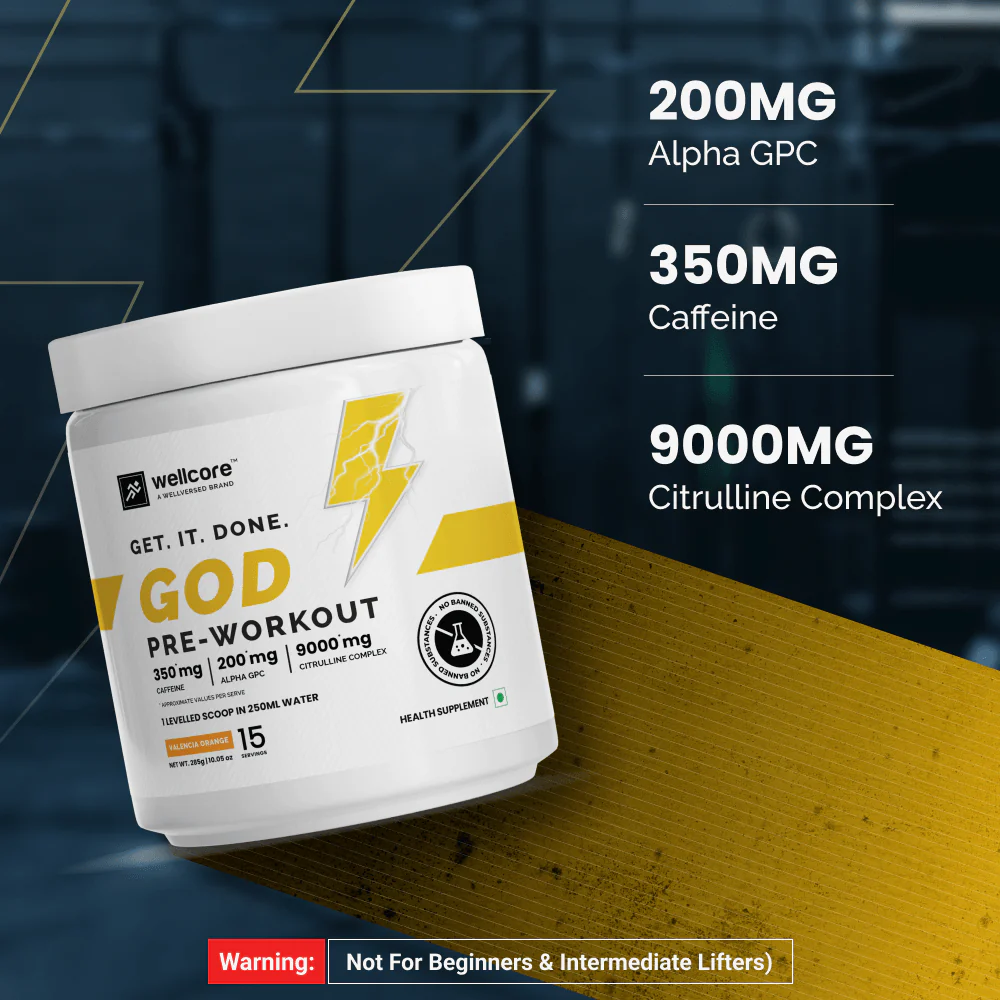 Wellcore - God Mode Pre Workout Supplement | Valencia Orange - (285g, 15 Servings) - Image 4