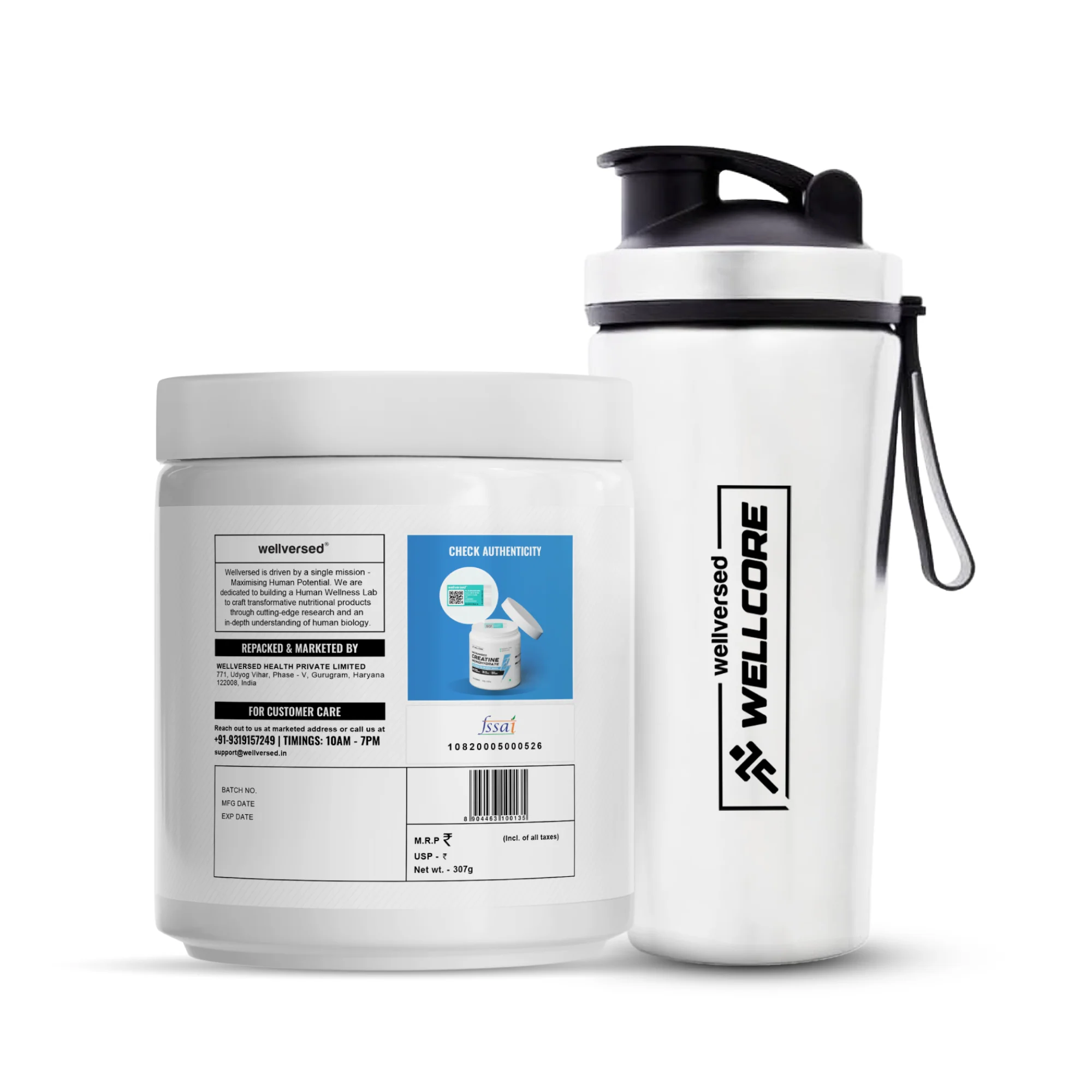 Wellcore - Micronised Creatine Monohydrate (83 Servings, Unflavoured) + Premium Steel Shaker - Image 3