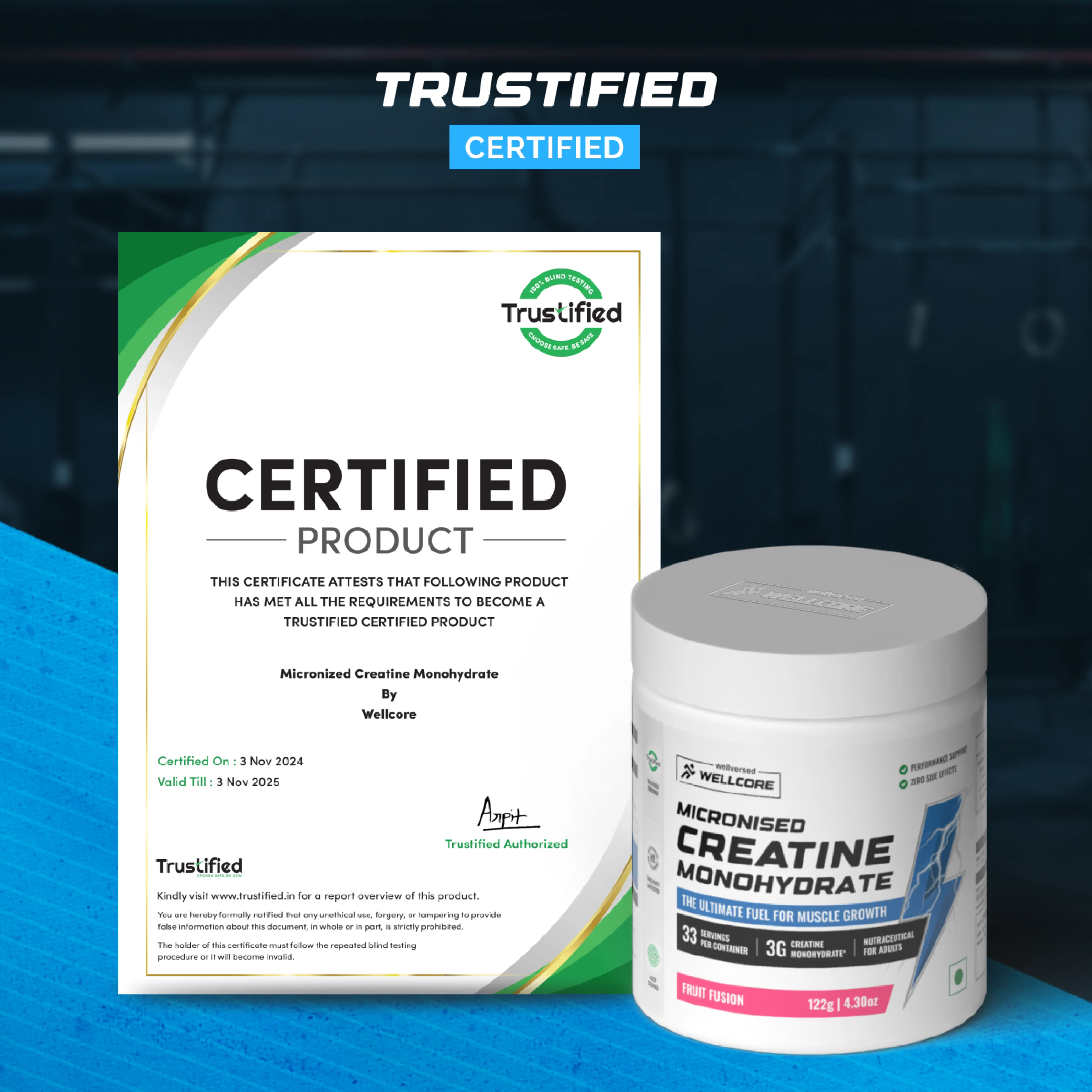 Wellcore - Pure Micronised Creatine Monohydrate (122g, 33 Servings) Fruit Fusion - Image 8