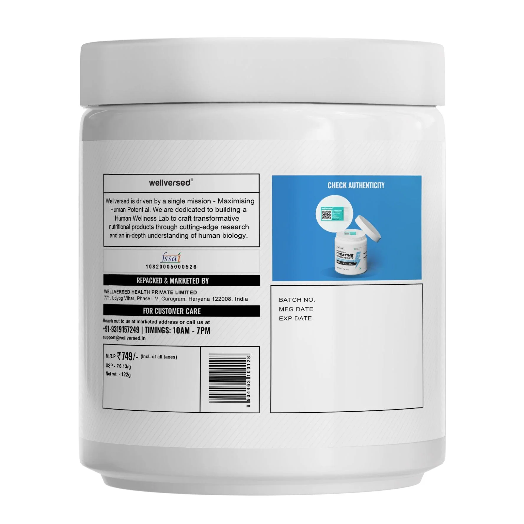 Wellcore - Pure Micronised Creatine Monohydrate (122g, 33 Servings) Tropical Tango - Image 3