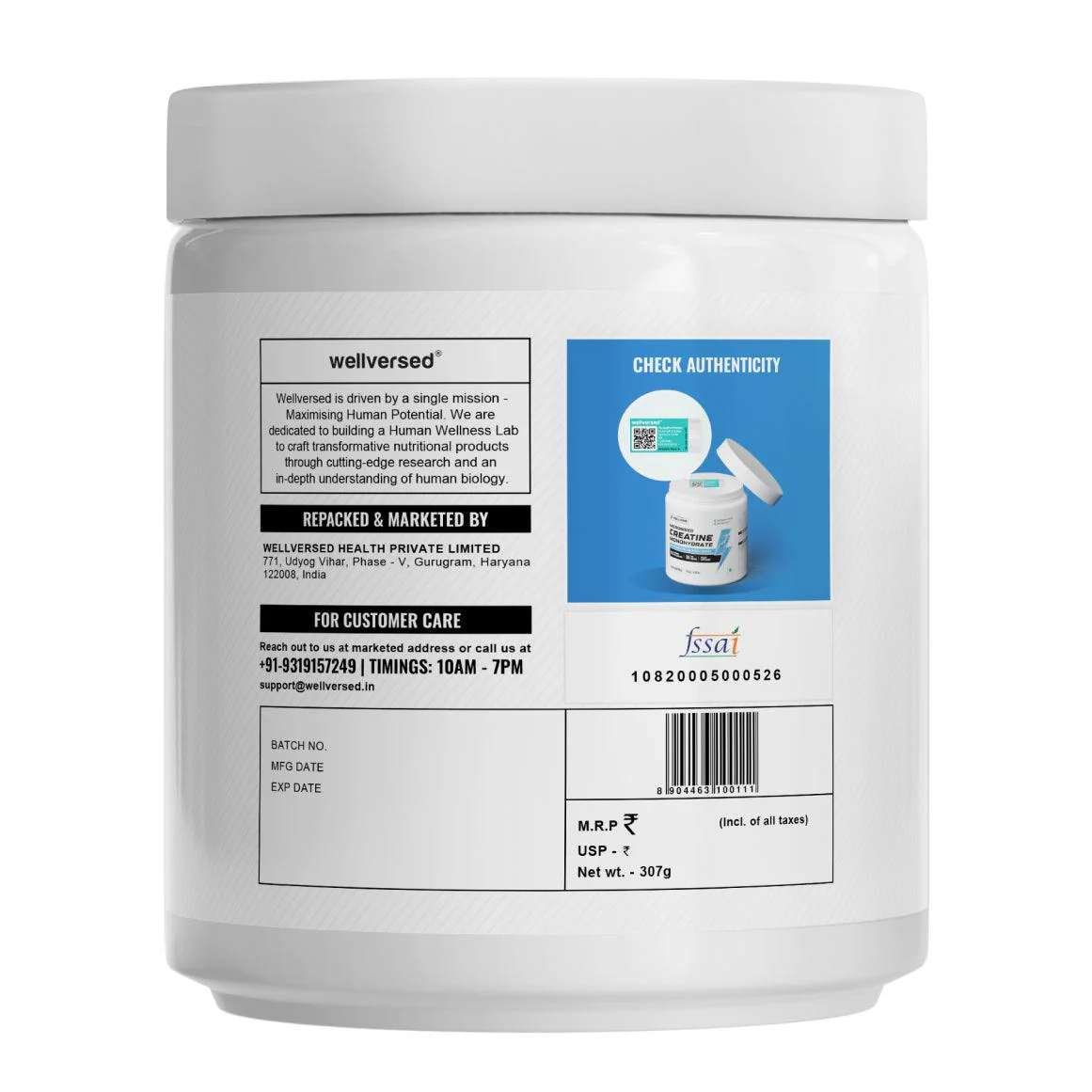 Wellcore - Pure Micronised Creatine Monohydrate (307g, 83 Servings) Fruit Fusion - Image 3