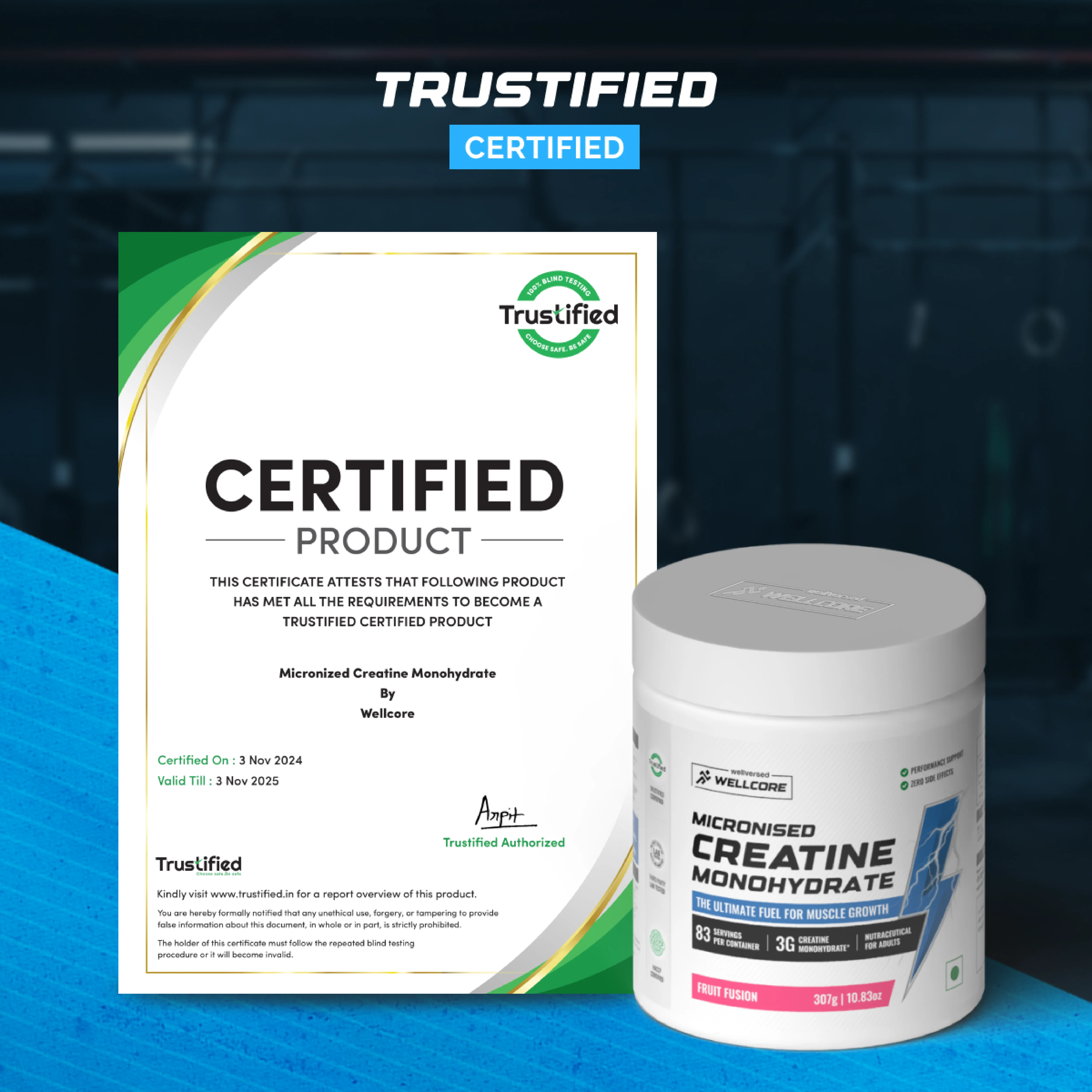 Wellcore - Pure Micronised Creatine Monohydrate (307g, 83 Servings) Fruit Fusion - Image 5