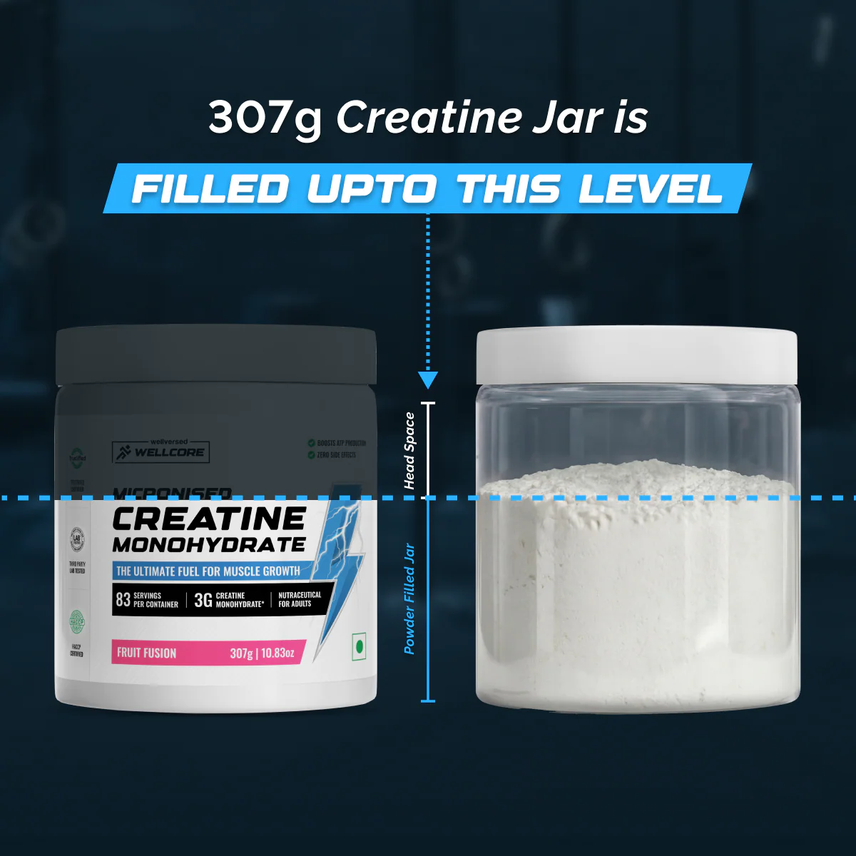 Wellcore - Pure Micronised Creatine Monohydrate (307g, 83 Servings) Fruit Fusion - Image 8
