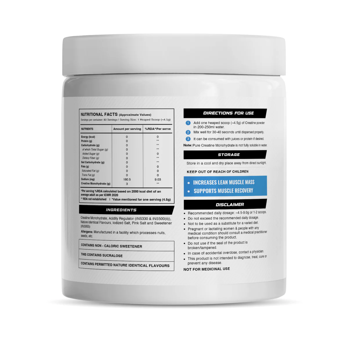 Wellcore - Pure Micronised Creatine Monohydrate | Lemon Lime (374g, 83 servings) - Image 2