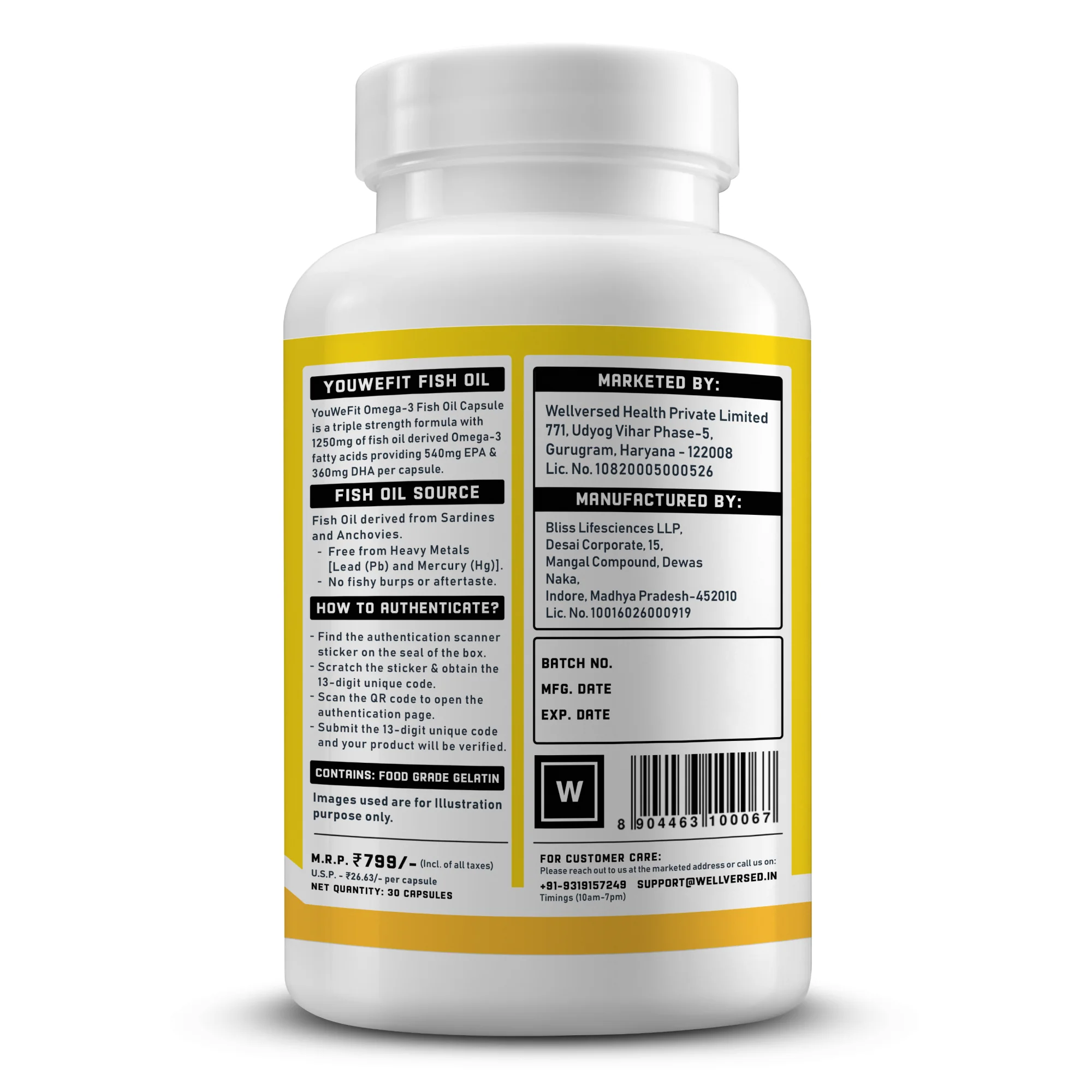 YouWeFit Omega-3 Fish Oil (30 Capsules), 1250mg - Image 4