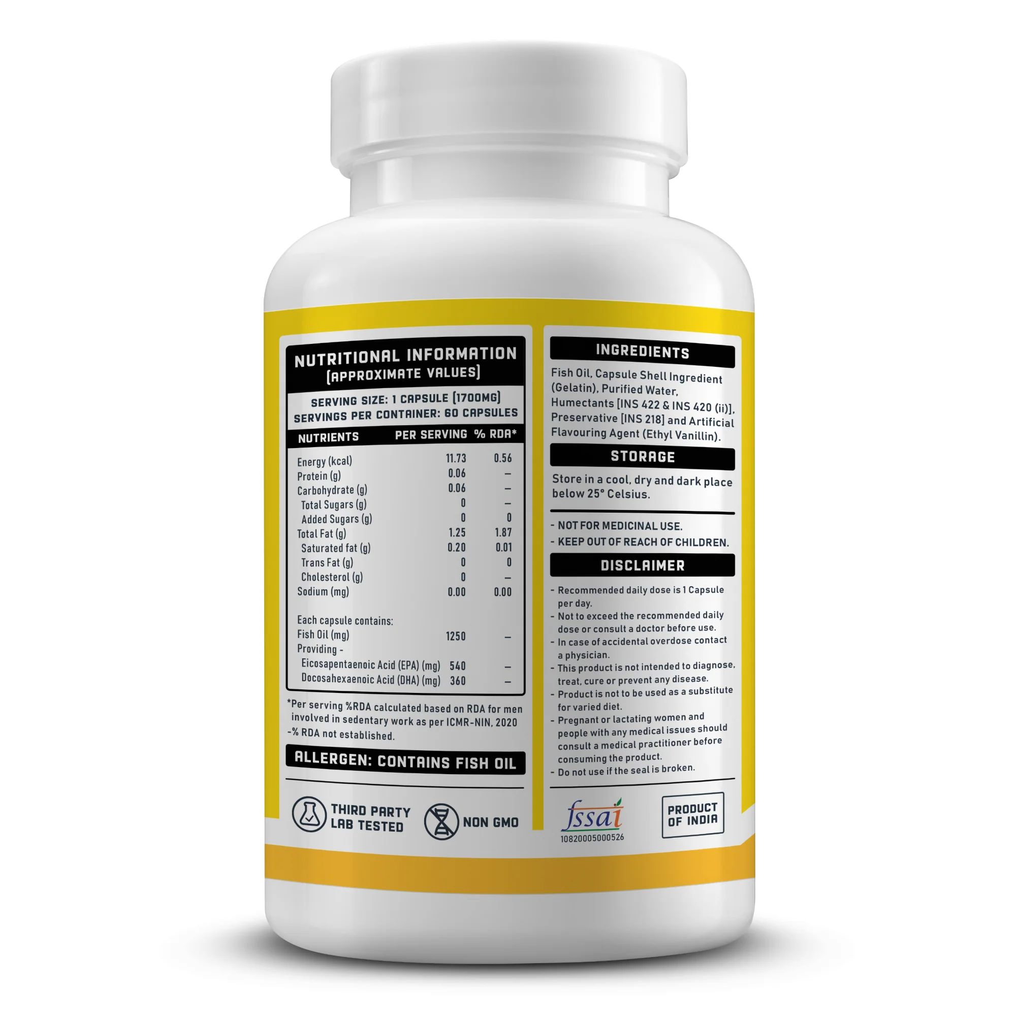 YouWeFit Omega-3 Fish Oil (60 Capsules), 1250mg - Image 3