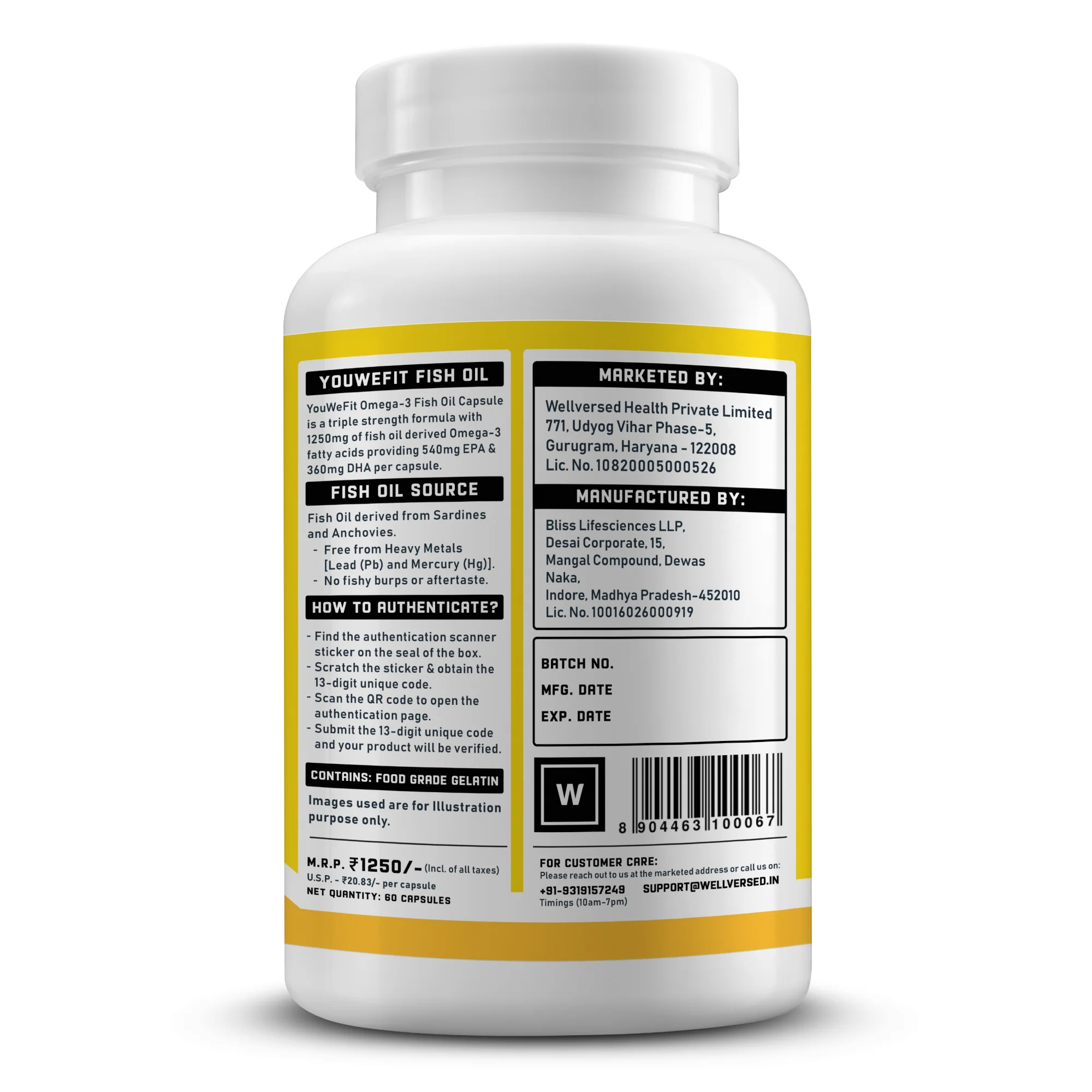YouWeFit Omega-3 Fish Oil (60 Capsules), 1250mg - Image 4