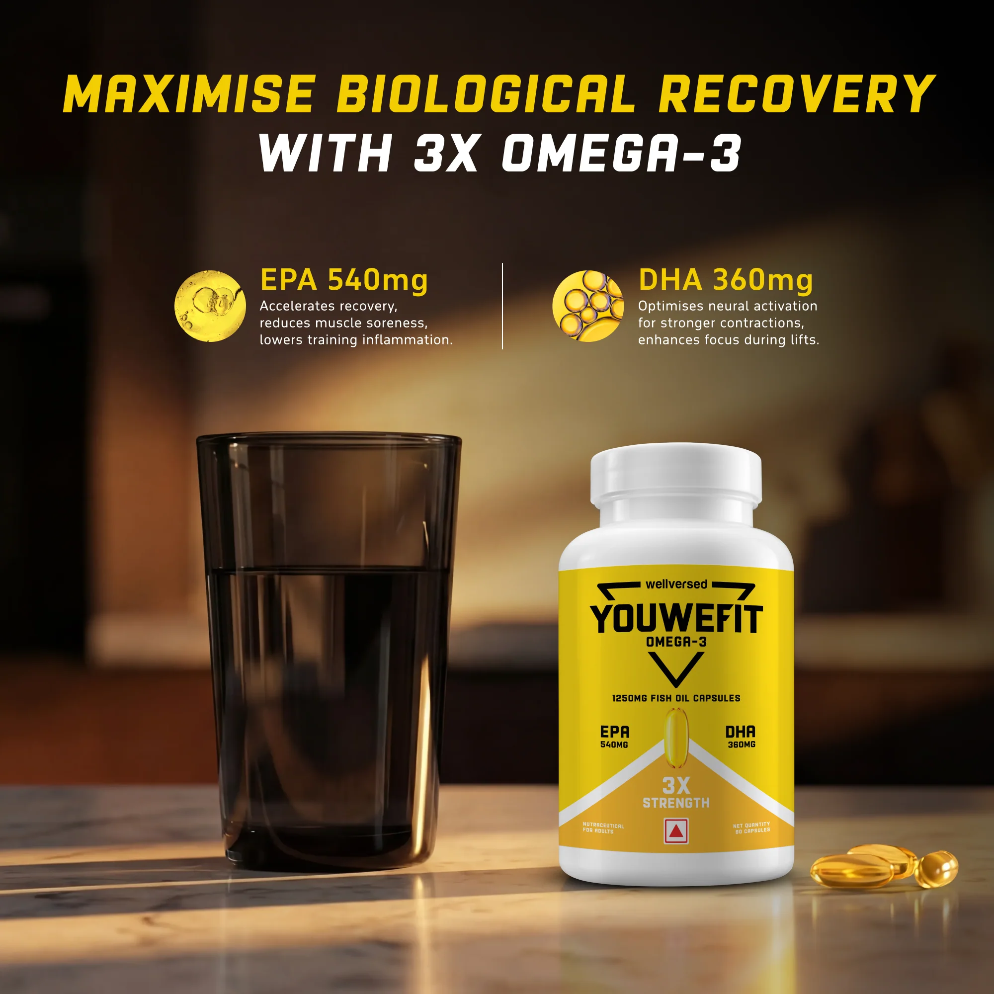 YouWeFit Omega-3 Fish Oil (90 Capsules), 1250mg - Image 2