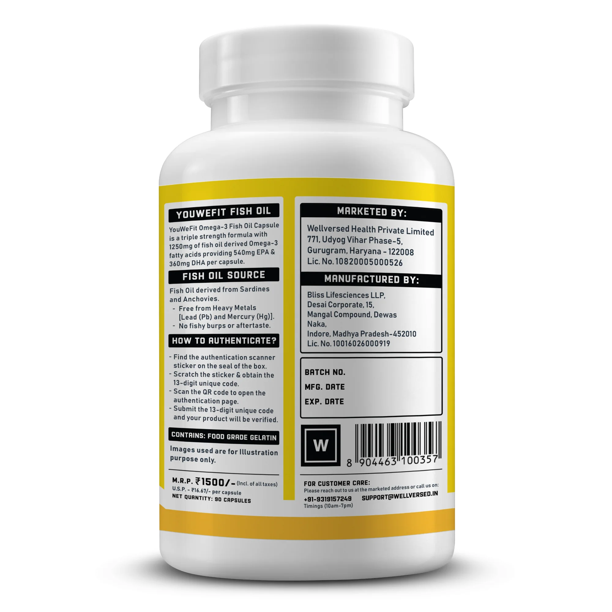 YouWeFit Omega-3 Fish Oil (90 Capsules), 1250mg - Image 4